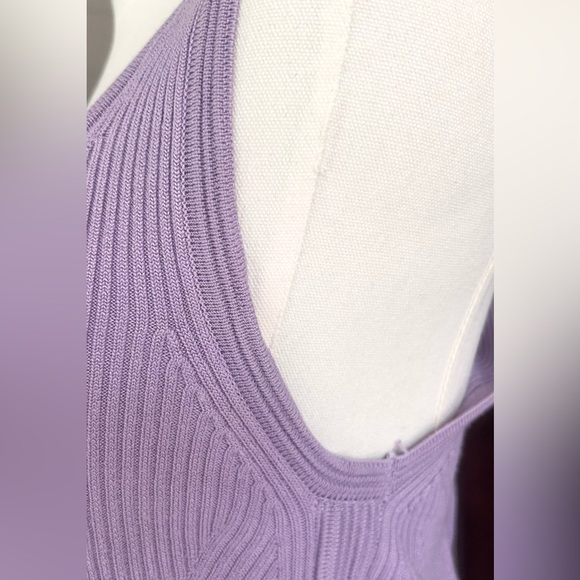 WHBM Y2K Pastel Sweetheart Lilac Ribbed Knit Tank Top Casual Coquette Staple | L - Picture 6 of 12
